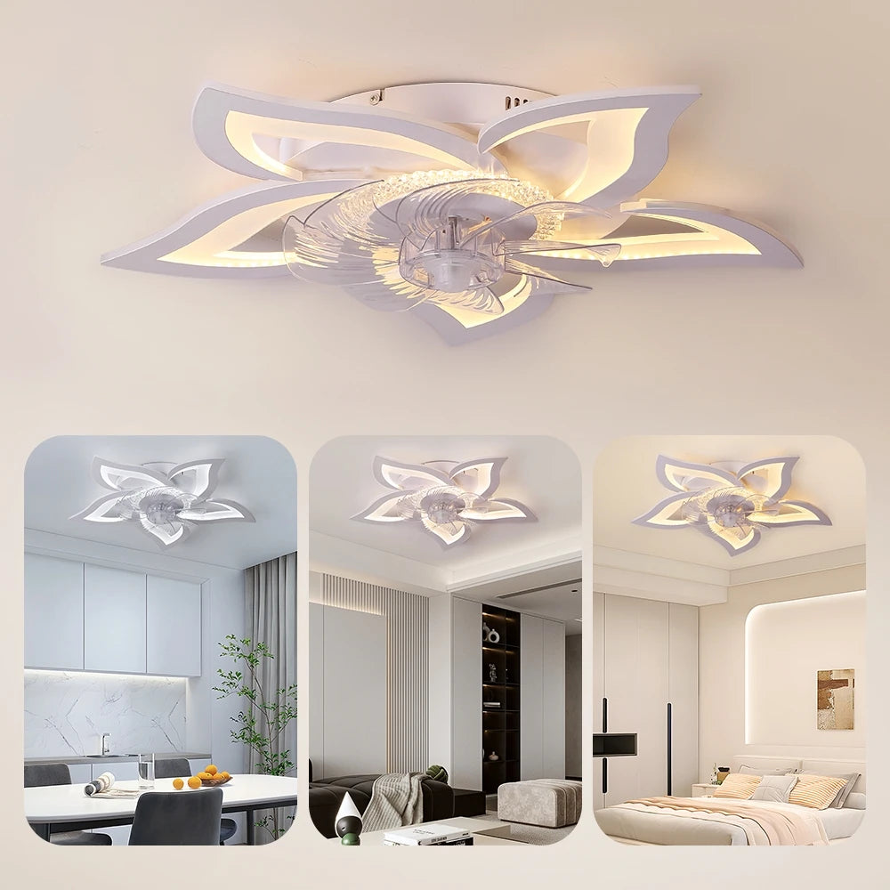 Smart Ceiling Fan with Lights Remote Control 6 Speeds Modern LED Fan Lamp Fixtures Kitchen Bedroom Household fan