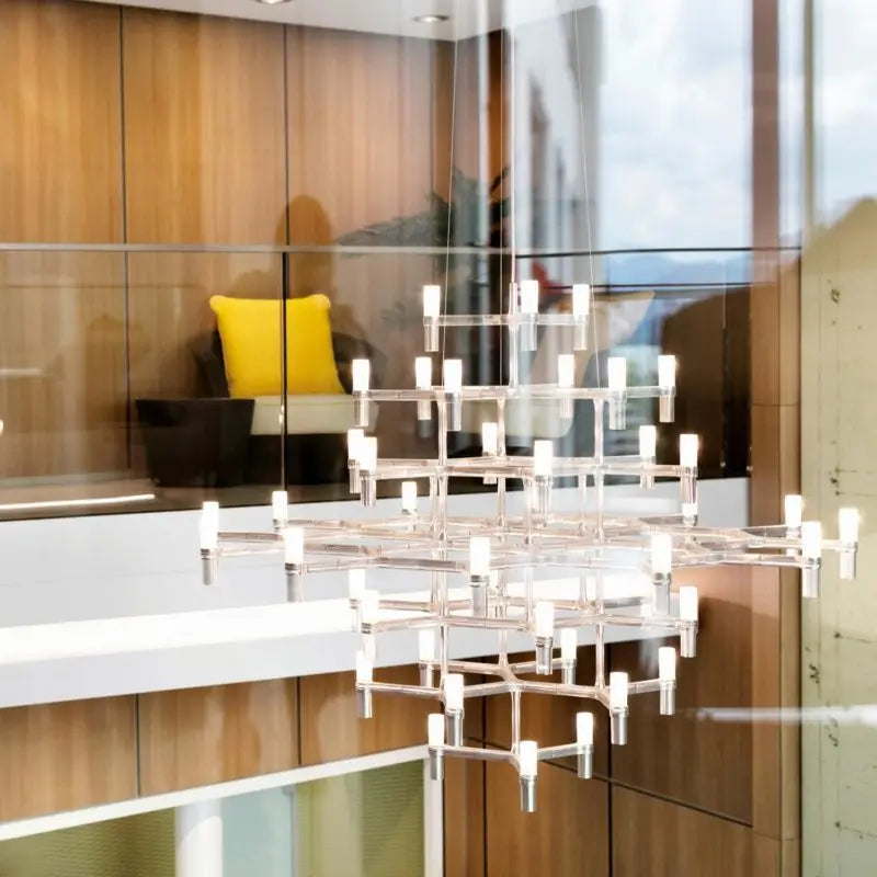 Crown Major Chandelier Nordic Tube Silver Chandelier Modern Led Art Designer Luxury Chandelier For Kitchen Hotel Big Chandelier