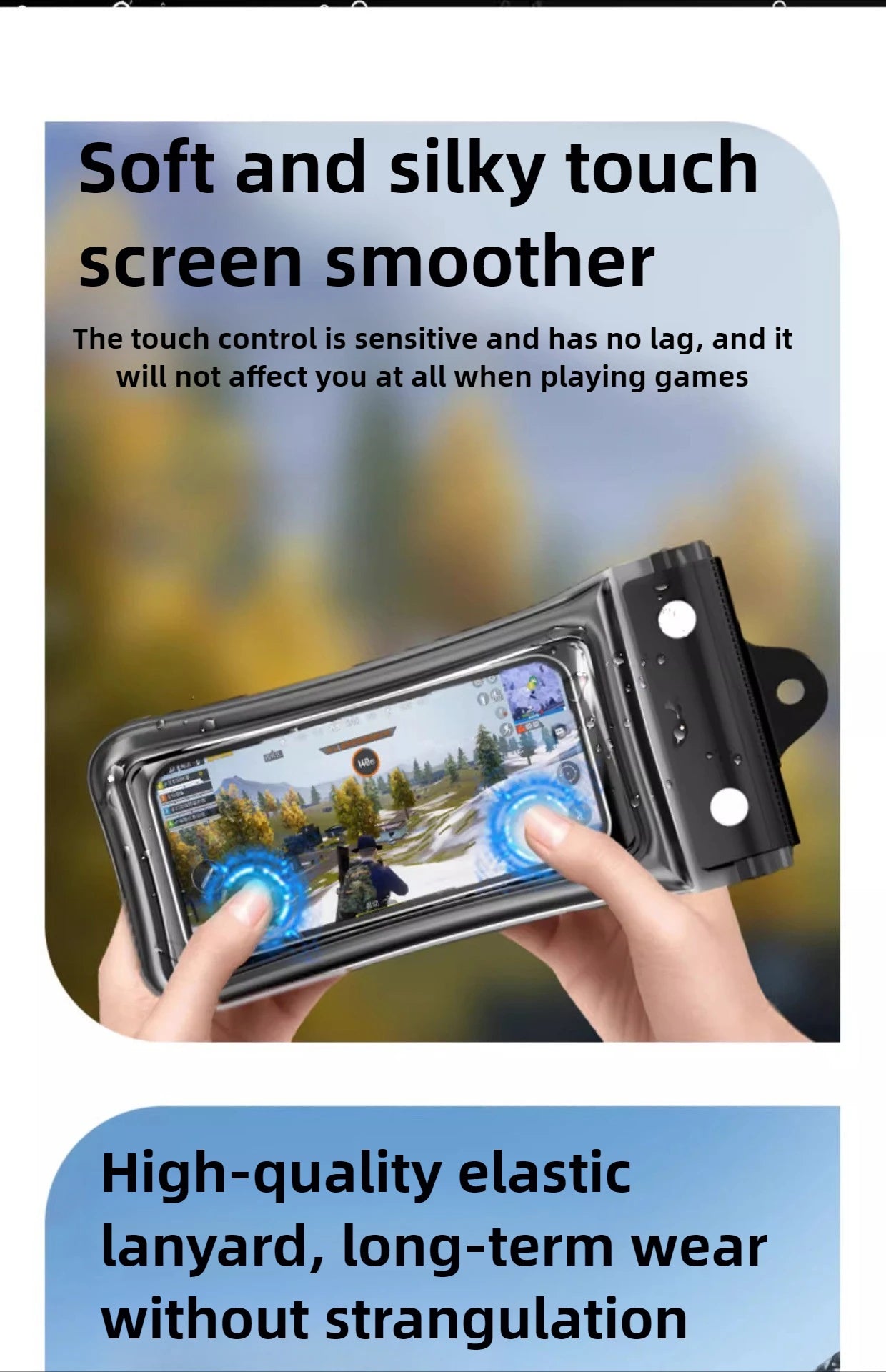 Universal Waterproof Phone Bag With Lanyard, Touchscreen-sea