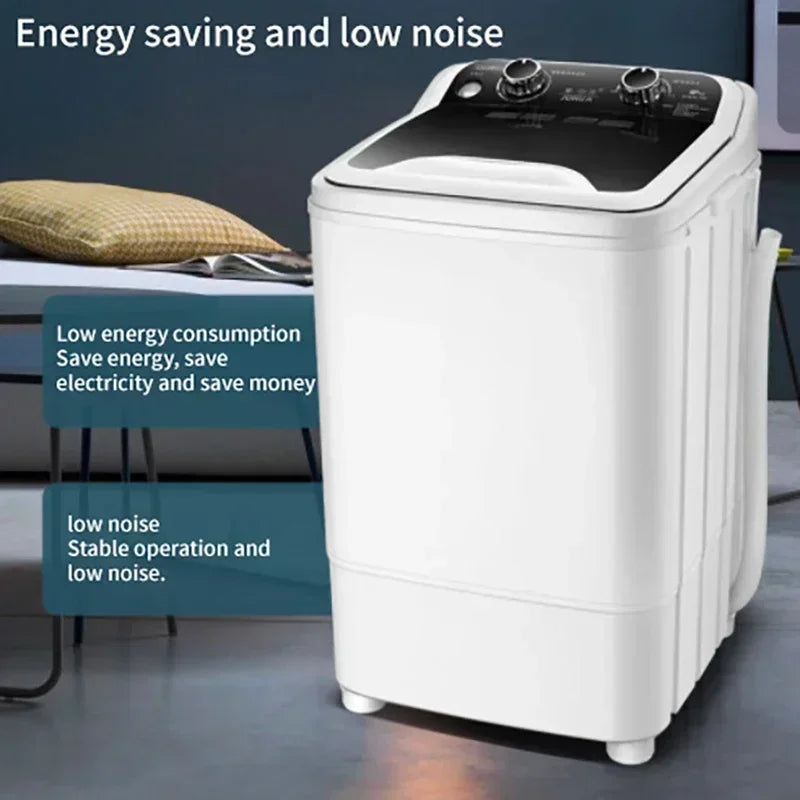Home 7.5L large bucket 3-in-1 washing machine semi-automatic, stainless steel drainage basket, can wash underwear, socks, shoes