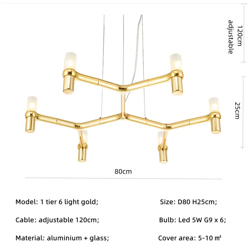 Crown Major Chandelier Nordic Tube Silver Chandelier Modern Led Art Designer Luxury Chandelier For Kitchen Hotel Big Chandelier