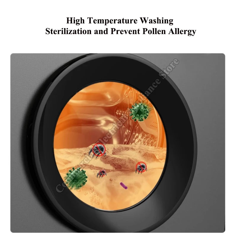 8KG Drum Washing Machine Full-automatic Household Mite Removal Elution Integrated Machine Stainless Steel Drum Washing Machine