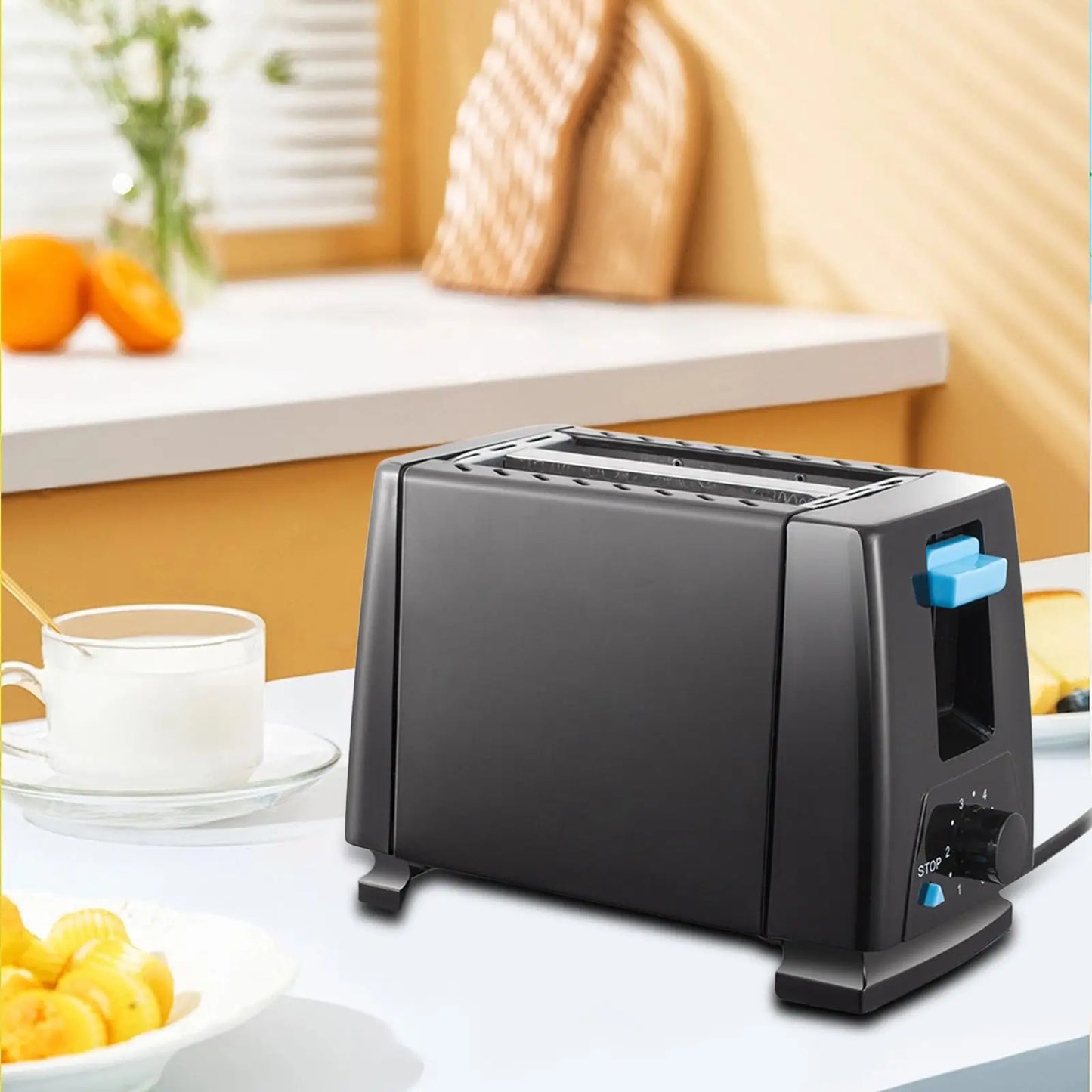 Electric Toaster, Kitchen Appliances, Compact, Sandwich Maker, Bread Maker, 2 Slice Toaster Machine for Puff Pastry Waffles