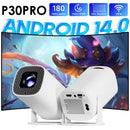 P30 PRO Smart Mini Projector Android 14 WiFi6 BT 5.0 Supports 4K 1280 * 720P Video Smart Home Theater Outdoor Portable Projector Wattsspeed
