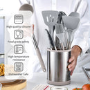 Kitchen Utensils Set Silicone Stainless Steel Handle Non Slip Heat Resistant Cooking Utensils Set for Home Apartments Wattsspeed