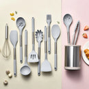 Kitchen Utensils Set Silicone Stainless Steel Handle Non Slip Heat Resistant Cooking Utensils Set for Home Apartments Wattsspeed